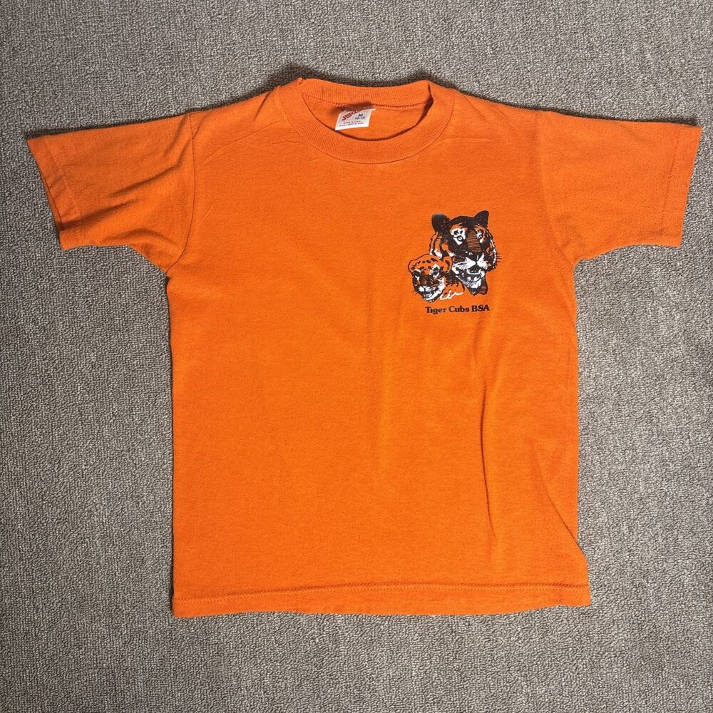 Vintage Boy Scouts Of America Shirt Youth Medium Orange Tiger Cubs BSA 90s Tee